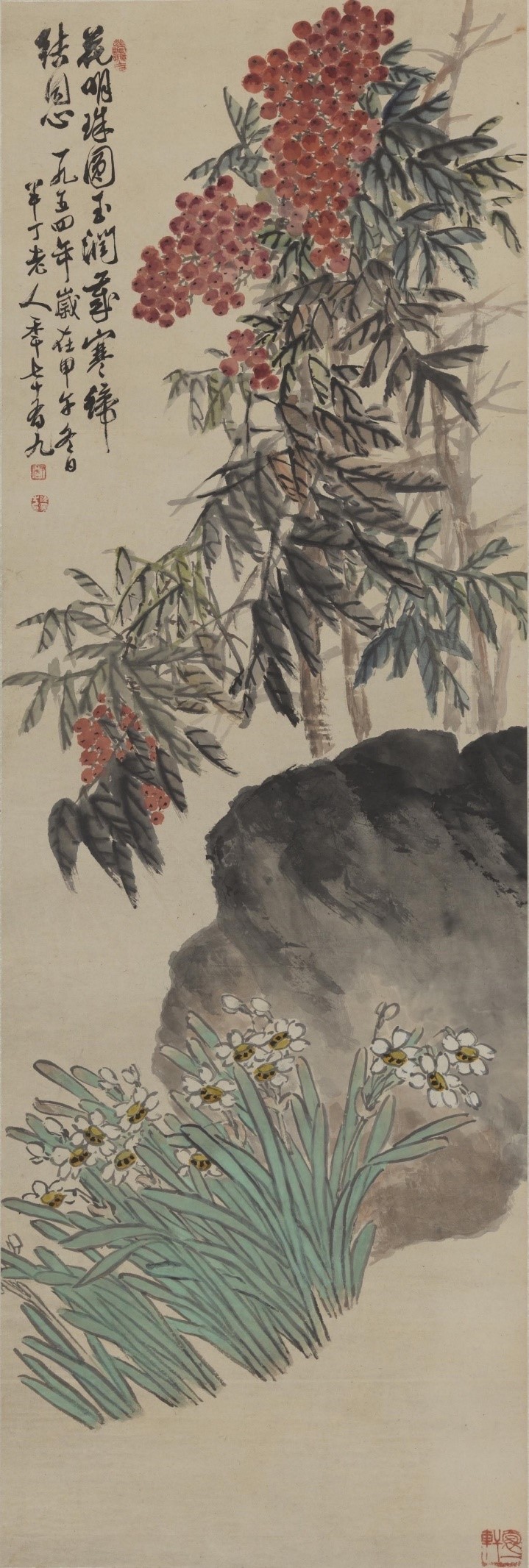 <h2>天竹水仙</h2><p>作者：陈半丁</p><p>创作年代：1954年</p><p>规格：133.8cm×45cm</p><p>品类：中国画</p>